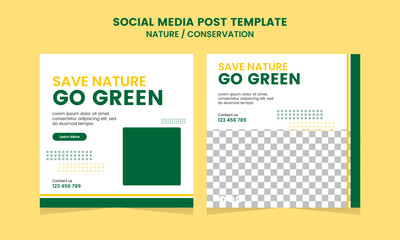 Nature Social Media Post Template for Conservation Promotion Simple Banner Frame