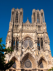 Landscape view of ornate Our Lady of Reims Cathedral - Notre Dame de Reims Cathedral, France