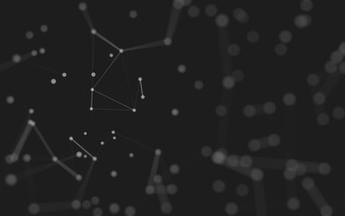 Abstract background. Molecules technology with polygonal shapes, connecting dots and lines. Connection structure. Big data visualization.