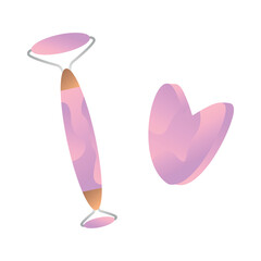 Gua sha roller vector illustration, facial massage stone concept, anti-aging tools isolated