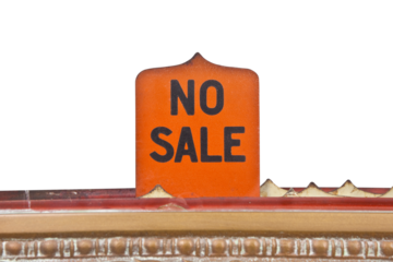 Vintage no sale cash register sign with cut out background.