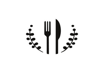 fork and spoon restaurant logo minimalist
