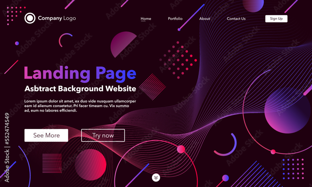 Wall mural gradient abstract background. landing page. template for websites or apps. modern design. abstract v