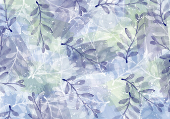 Texture, background, print with watercolor abstract flowers, leaves. Provence-style texture for design , textiles, packaging