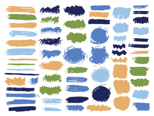 Paint rough daub mega batch. Isolated inkblot streak casual elements. Inkblot paintbrush textured banner stencil pack. Daub gouache spots design.