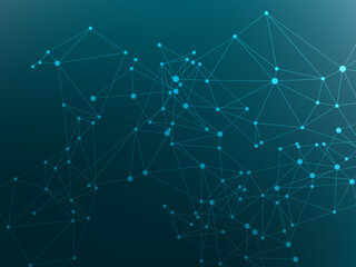 Global network connections with points and lines. Interlinked nodes concept.