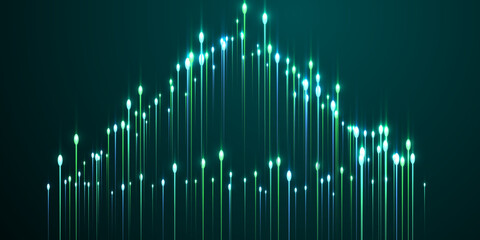 Futuristic glowing line streams data flows