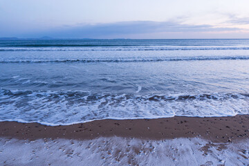 Sea view. Winter beach. blur due to long exposure