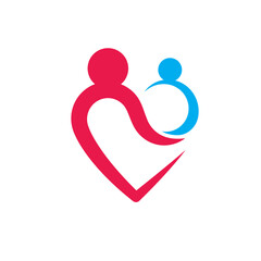 mom and baby heart concept icon vector design