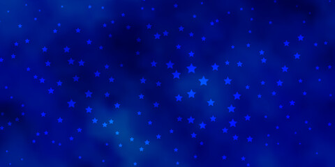 Dark BLUE vector background with colorful stars.