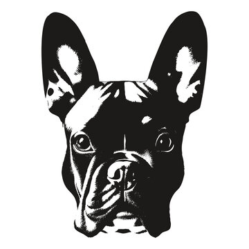 French bulldog hand drawn image ,black and white drawing of dog