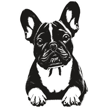 French bulldog line drawing vector ,black and white drawing of dog