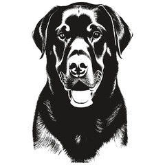 Rottweiler hand drawn image ,black and white drawing of dog