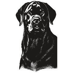Rottweiler hand drawn picture ,black and white drawing of dog