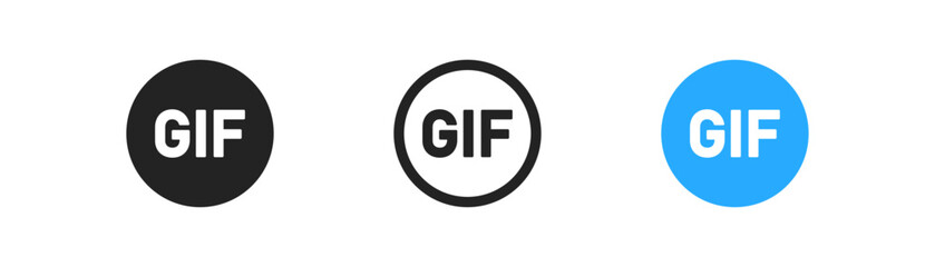 GIF play button outline icon. Social media, button for ui.  File format symbol. Simple flat design.