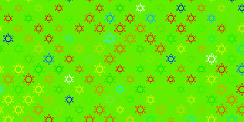 Dark multicolor vector backdrop with virus symbols.