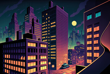 contemporary city at night. Generative AI