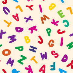 Seamless pattern of colored cartoon letters. Vector illustration