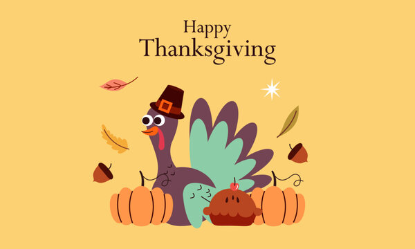 Happy thanksgiving background in flat design