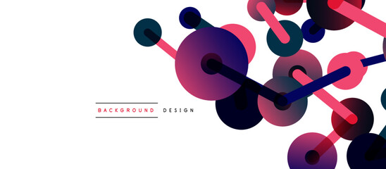 Abstract background. Round dots connected by lines. Trendy techno business template for wallpaper, banner, background or landing