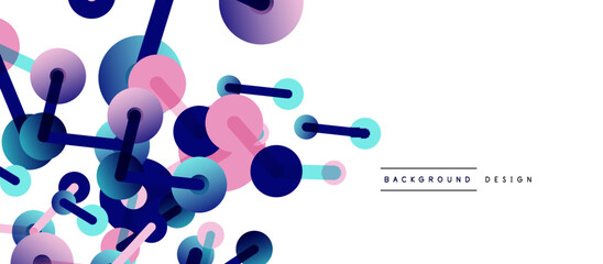 Abstract background. Round dots connected by lines. Trendy techno business template for wallpaper, banner, background or landing