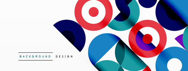 Fototapeta premium Colorful circle abstract background. Minimal geometric template for wallpaper, banner, presentation