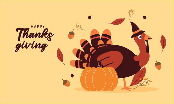 Happy thanksgiving background in flat design