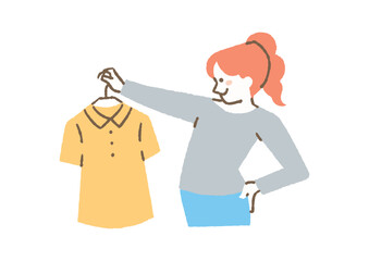 洋服を吟味している女性_色
