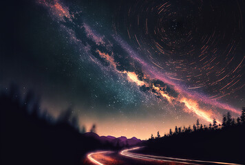 Milky Way detail with a long speed exposure. Generative AI