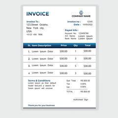 Invoice minimal, clean invoice, Elegant invoice
Bill form business invoice accounting vector Invoice template design