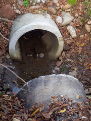 Sewer system. Pipe going outside. City communications