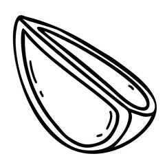 Slice of cut citrus fruit. A piece of lime. Vector illustration. Linear hand drawing in doodle style.