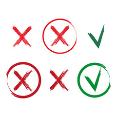 Cross ticks. icon with green cross ticks. Vector illustration. Stock image.