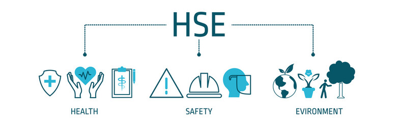 HSE - Health Safety Environment - Vector Illustration concept banner with icons