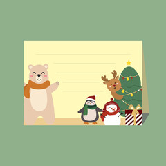 greetings card christmas animal theme flat vector