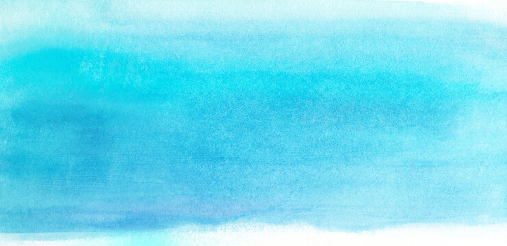 コピースペースのある夏の空や海をイメージした水彩背景イラスト ターコイズブルー © gelatin