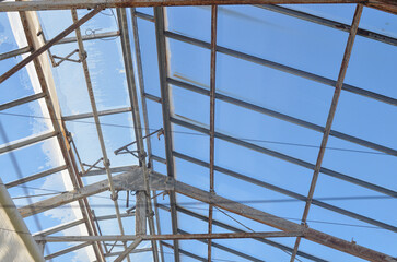 Greenhouse roof on a sunny day