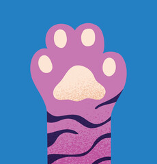 Cats paw concept. Aesthetics and elegance, fashion and style. Minimalistic and bright poster or banner for site, abstract art. Graphic element for printing on fabric. Cartoon flat vector illustration