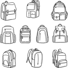 Hand draw doodle bag line Art