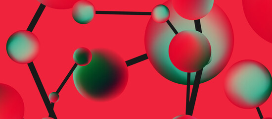 Line points connections geometric landing page background. Fluid circles and spheres with liquid gradients. Vector Illustration For Wallpaper, Banner, Background, Card, Book Illustration, landing page