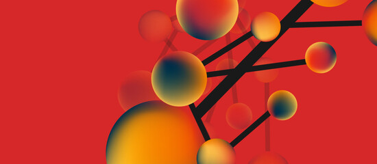 Line points connections geometric landing page background. Fluid circles and spheres with liquid gradients. Vector Illustration For Wallpaper, Banner, Background, Card, Book Illustration, landing page