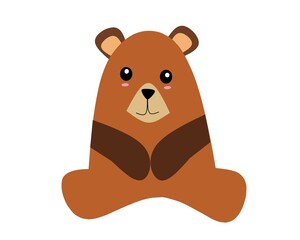 brown bear cartoon with cute smile in the white background