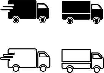 Fast shipping delivery truck set flat vector icon for apps and websites.eps
