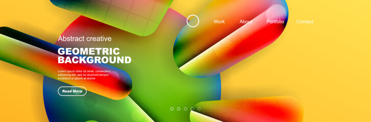 Overlapping geometric shapes background. 3D shadow effects and fluid gradients. Modern abstract forms