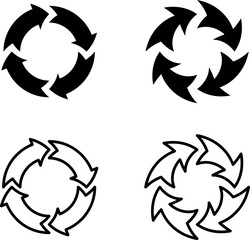 Recycle flat vector icon. Green and black recycle arrows on white background..eps