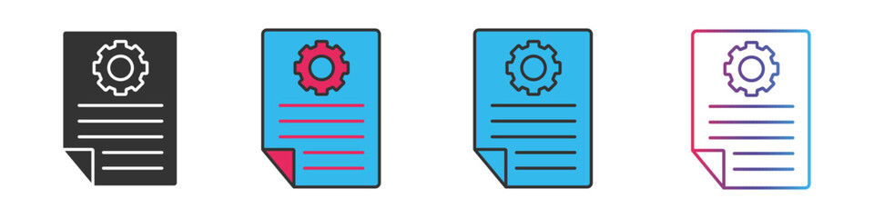 Project management different style icons set. Outline and filled vector sign.