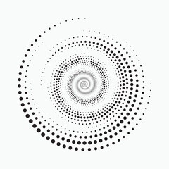 Dotted circular logo. circular concentric dots isolated on the white background. Halftone fabric design. Halftone circle dots texture. Vector design element for various purposes.