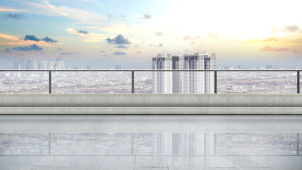 Obraz premium Terrace view with modern cityscapes