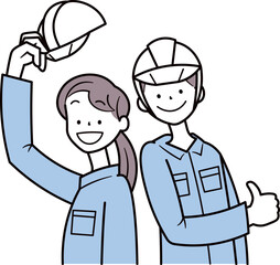 建築現場で働くアジア人の作業員のイラスト素材