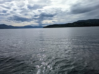 the beauty of the morning sky on lake toba
